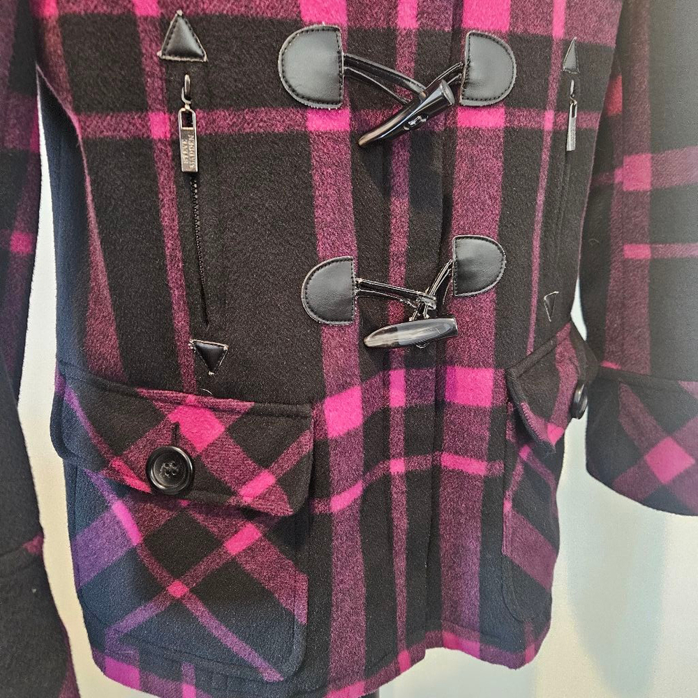 Women's Steve Madden Hooded Coat, M, Black & Pink - Picture 6 of 8